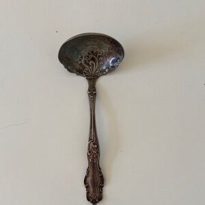 Antique Ornate Silver-Tone Serving Spoon - Decorative Home Dining Spoon